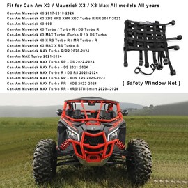 Can-Am X3 2017-2024 Safety Window Nets Black 2 Side Door Net for Can Am Maverick X3 and X3 Max All Models All Years 2017 2018 2019 2020 2021 2023 2024 - Set of Two