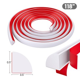 Flexible Quarter Round Molding, 118inch Peel and Stick Silicone Rubber Trim, Self Adhesive Quarter Round Trim for Shower, Bathtub, Countertop (118inch, White)