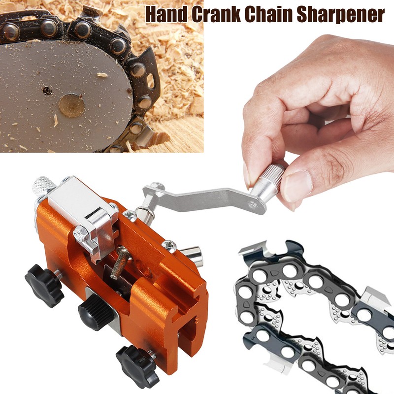 Hand Crank Chainsaw Sharpener Portable Manual Chain Sharpening Jig with