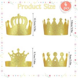 YIZHIXIANGQ King Crown Gold, 4 Pieces Crown Birthday Hat, Royal Crown, Golden Crown Children's King, Birthday Crown Children Gold, Suitable for Royal Decoration of a Birthday Party