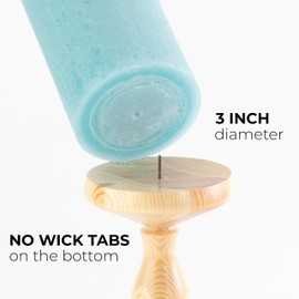 CANDWAX 3x4 Pillar Candles Set of 3 - Decorative Rustic Candles Unscented and No Drip Candles - Ideal as Wedding Candles or Large Candles for Home Interior - Light Turquoise Candles
