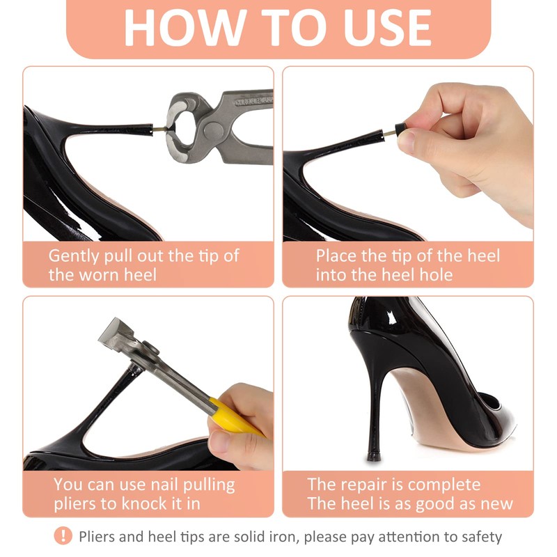 YEHAM 30 Pairs Women's High Heel Shoes Replacement Tips Pin