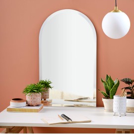 Better Bevel 19" x 32" Frameless Arch-Top Cathedral Mirror | 1" Beveled Edge | Bathroom Wall Mirror