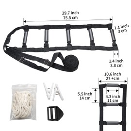 ZUEXT ZUEXT Bed Ladder Assist 160 Inch, Black Pull Up Assist Device w/ 5 Handles Grips, Adjustable Rope Ladder Straps, Sit Up Handle Helper for Elderly Seniors Adults Pregnant Injury Handicapped Patients