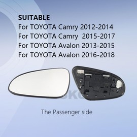 Driver Side Mirror Replacement Glass for Toyota Camry 2012-2017, for Toyota Avalon 2013-2018, Backing Plate Heated Left Side View Mirror Glass for 2012 2013 2014 2015 2016 2017 Toyota Camry,Avalon