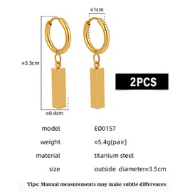 QLEUIFT 1 Pair Gold Coin Discs Hoop Earrings for Women, 18K Gold-Plated Dainty Small Diamond Disc Bar Earrings Jewellery, Geometric Stud Earrings