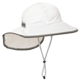 Nozone Eclipse Kid's Sun Hat, Wide Brim Breathable Beach Hat with Adjustable Strap, UPF 50+ Protection - White, Large