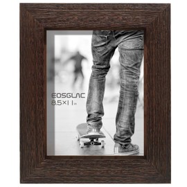 Eosglac Rustic Picture Frames 8.5x11, Weathered Dark Brown Reclaimed Look Wooden Photo Frame, Tabletop or Wall Mounting Display