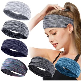 Wyy 6pcs Sports Headband | Women Headband | Man Headband Hair Band for Teenagers Women Man Non Slip Wicking Stretchy Head Band for Sports, Yoga, Dancing, Running, Cycling (gray)