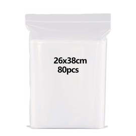 HVDHYY 26 x 38 cm Ziplock Bags Large Transparent Zip Bags 80 Pieces Poly Bag Sealing Bag Resealable Applicable Craft Supplies, Clothes Storage