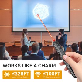 LETEAPII Slide Clicker with Red Laser Pointer: Powerpoint Clicker for Google Slides Advancer Presentations, USB A & Type C Wireless Presenter Smartboard Projector Remote for Mac Laptop Computer Office