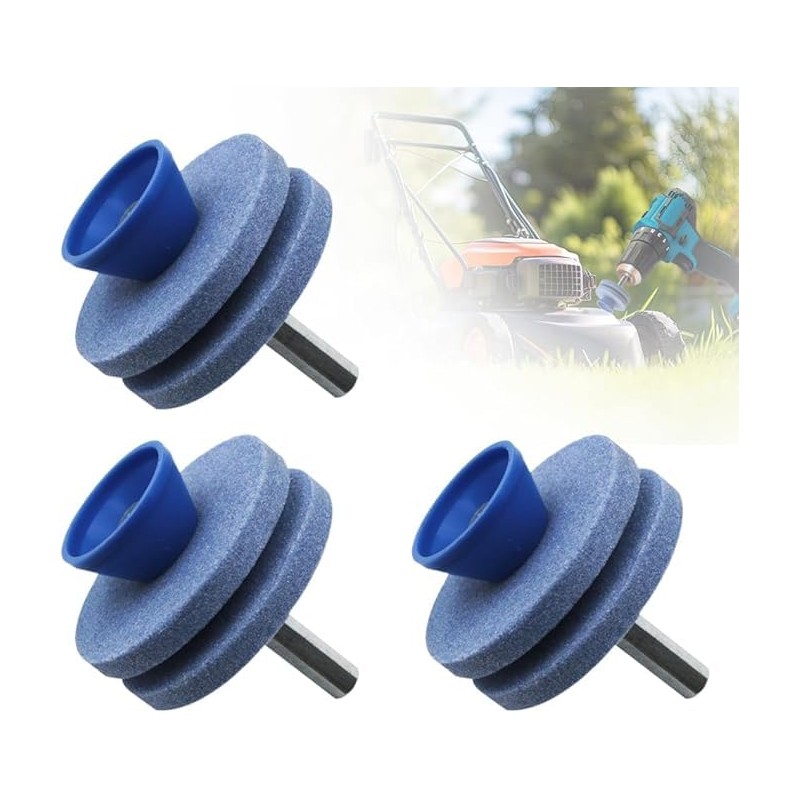 4Pcs, Blue,Lawnmower Dull Blade Sharpener, Upgrade Double Layer Lawn Mower