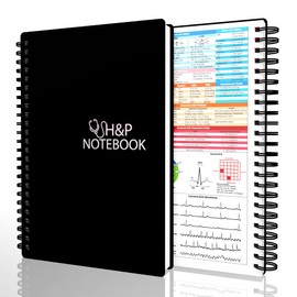 H&P Notebook - Medical History and Physical Notebook for Medical Professionals and Students, Inclusive Medical Terminology, Fits in White Coat, 100gsm Thick Paper, A5(5.9 x 8.6 inches) (Black)