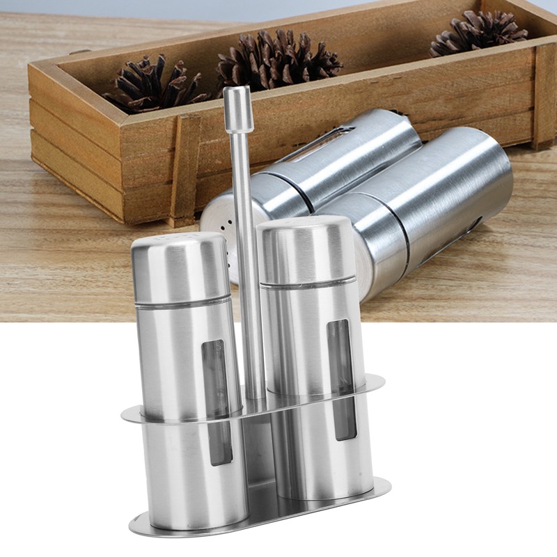 Stainless Steel Condiment Seasoning Container Pots Set with Spice Rack