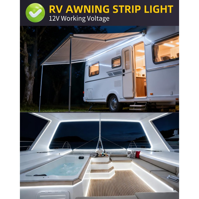 YAYIT RV Awning Lights, 12V 20FT LED Camper Awning Lights