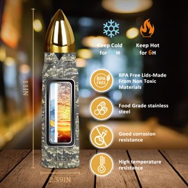 Fathers Day Veteran Gifts For Men, Veteran Bullet Tumbler With Lid 17 Oz, Military Army Retirement Present, Fathers Day Birthday Gifts For Men Father Grandpa Veterans, Camouflage Insulated Tumbler