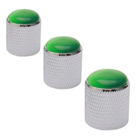 Unxuey 3PCS Sliver Guitar Control Knobs Volume Tone Control Knobs with Green Dome for 6mm Shaft Pots