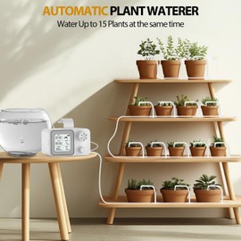 Automatic Indoor Plant Waterer for 15 Potted Plants, Auto Drip Irrigation System Vacation Plant Self Watering Devices with 30-Day Digital Programmable Water Timer