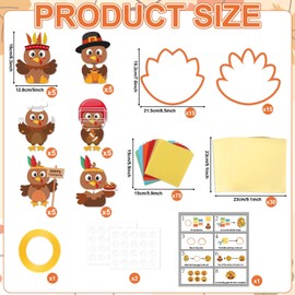 chiazllta 30 Sets Turkey Tissue Sign DIY Craft Kit for Kids Turkeys Craft Bulk Thanksgiving Fall Turkey Party Favors Fall Autumn Harvest DIY Decorations for Classroom Decor Home Classroom Activity