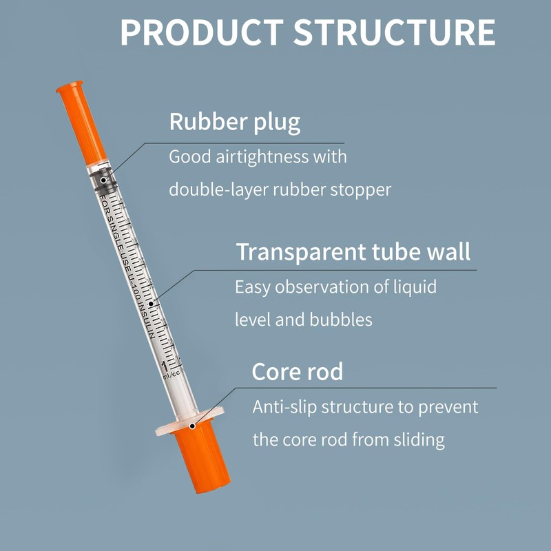 Hautllaif 20 pack 1ml 31G 0.3x13mm Plastic Multiple Uses Measuring