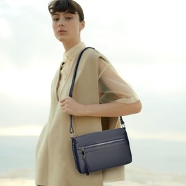 befen Small Genuine Leather Crossbody Purses for Women, Women's RFID Protected Leather Crossbody Bags Cross Over Shoulder with Card Slots Navy Blue