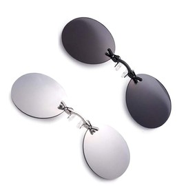 2 Pack Retro Round Clip On Nose glasses Matrix Morpheus Movie rimless sunglasses (2 Pack, 2 Color)