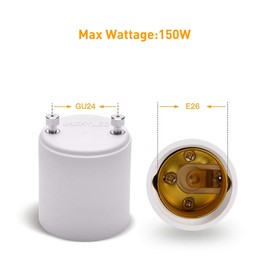 JACKYLED GU24 to E26 E27 Adapter 10-Pack Heat Resistant Up to 392℉ Fire Resistant Converts GU24 Bi-Pin Based Fixture to E26 E27 Standard Screw-in Socket