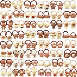 Petunny 80Pcs Cute Small Baby Hair Ties Mini Cartoon Hair Ties Soft Cotton Ponytail Holders for Baby Infants Toddler Littler Girls Kids