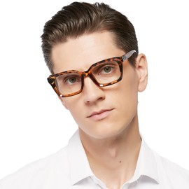 MARE AZZURO Retro Square Reading Glasses +1.25 Men Large Readers 1.00 1.25 1.50 1.75 2.00 2.25 2.50 2.75 3.00 3.50 4.00 5.00 6.00 (Brown, 125)