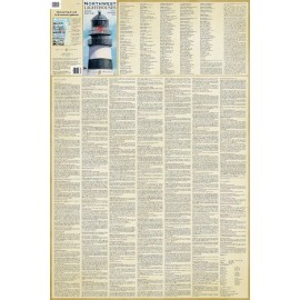Pacific Northwest Lighthouses Illustrated Map Poster 24x36 Laminated. OR, WA, AK