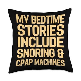 Retro Sleep Apnea Warrior CPAP Lovers Design Funny Snoring CPAP Obstructive Sleep Apnea Awareness Throw Pillow, 18x18, Multicolor