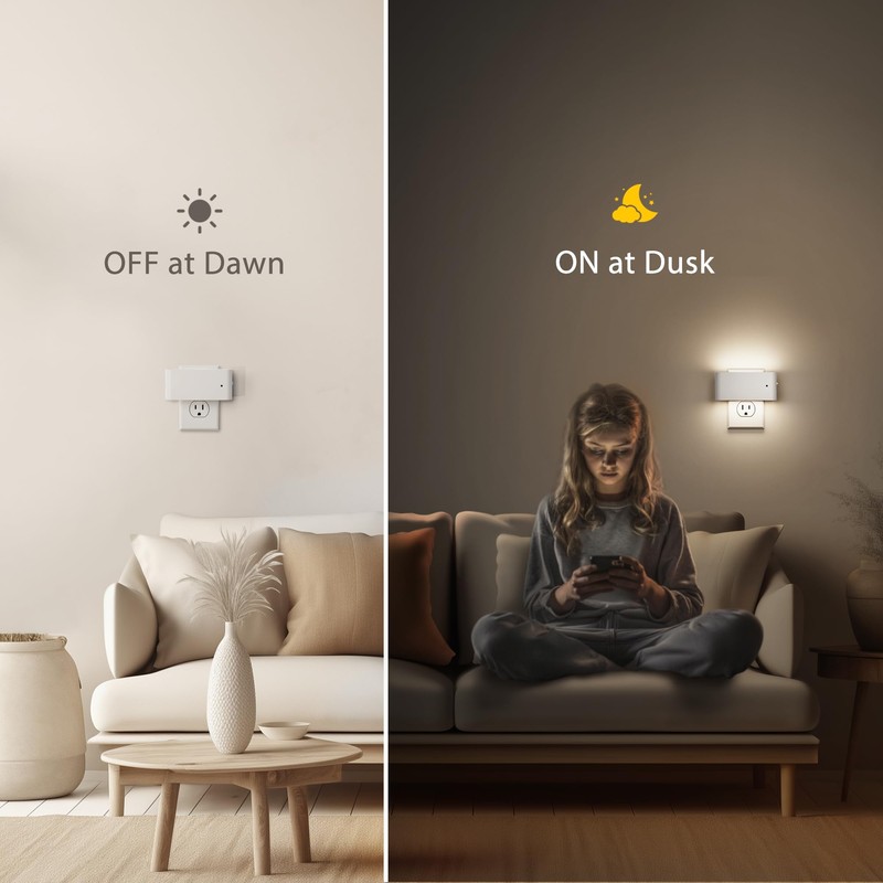 Briignite Night Lights Plug into Wall, 2 Pack, LED Night