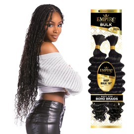 Sensationnel Empire bulk braiding – deep human hair braids for knotless boho box or curly loose wave styles - 1 pack (18 inch, 350 COPPERRED)