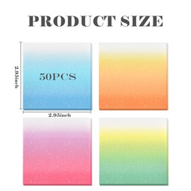 BAYTORY 200 Sheets Glitter Transparent Sticky Notes, 3 x 3 Clear Memo Pads, Translucent Self-Stick Note, See Through Self-Adhesive Note for Bible Accessories (Gradient Color)