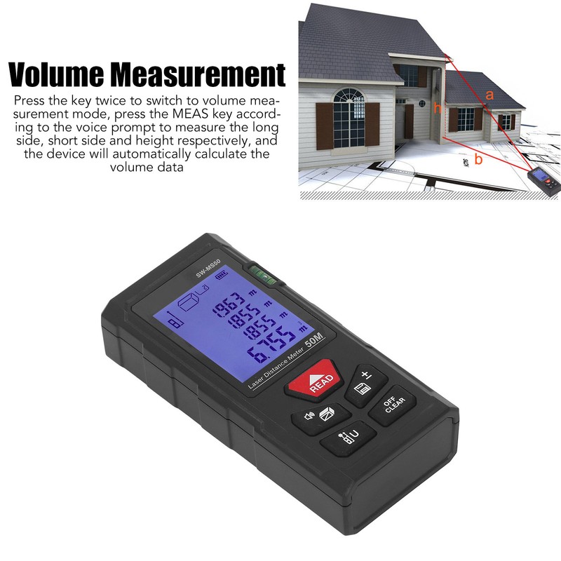 Laser Measure Distance Meter 50m Digital Display Tool for Construction