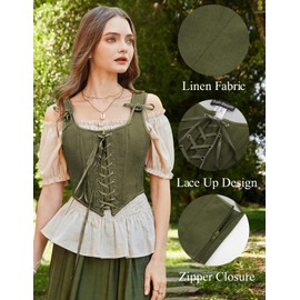 Corset Tops for Women Lace Up Bustier Bodice Renaissance Vintage Corset Top Olive Green Size 16