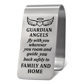 LAGZDFC Guardian Angels Fly with You Wherever You Roam Visor Clip for Cars, Travel Prayer Car Visor Clips, Traveller Gifts, Encouragement Cheer Up Gifts for Women, Guardian Angels Present for Girls