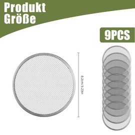 9 Piece Set of 82mm 304 Stainless Steel Sprout Strainers for Alfalfa, Broccoli and Lentils, Ideal for Home Germination and Bean Strainer Lids (Strainers Only)