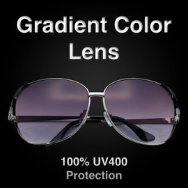 Goson Women's Gradient Silver Black Frame/Purple Lens Gradient Oversize 62 mm Sunglasses