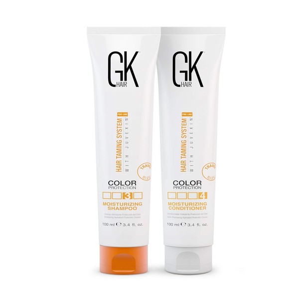 Global Keratin GK Hair Moisturizing Shampoo and Conditioner Set (100ml/3.4 Fl Oz) for Color Treated Dry Damage Curly Frizzy Thinning Hair | Organic Paraben Gluten Sulfate Free All Hair Types