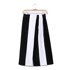 Terry Cotton Women Cabana Striped Bath Wrap Towel for Shower and Bath - Black White - Small Medium