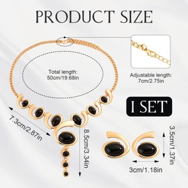 CZMZHFC Gold Jewelry Set,Gold Black Boho Western Chunky Earrings Necklace Set,Vintage Adjustable Pendant Necklace,Trendy Non Tarnish Cowgirl Dainty Oval-shaped Stud Earrings,Jewelry Sets for Women