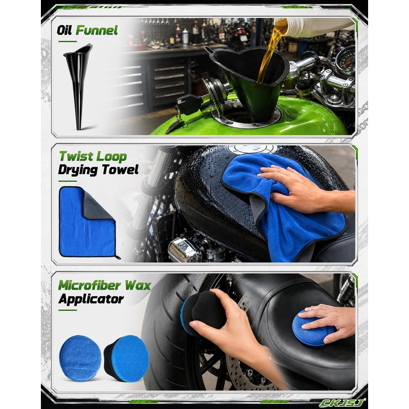 18 Pcs Motorcycle Cleaning Kit with Storage Bag, for Motorcycle