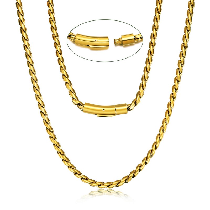 ROWIN&CO Gold chain made of stainless steel, men and women,