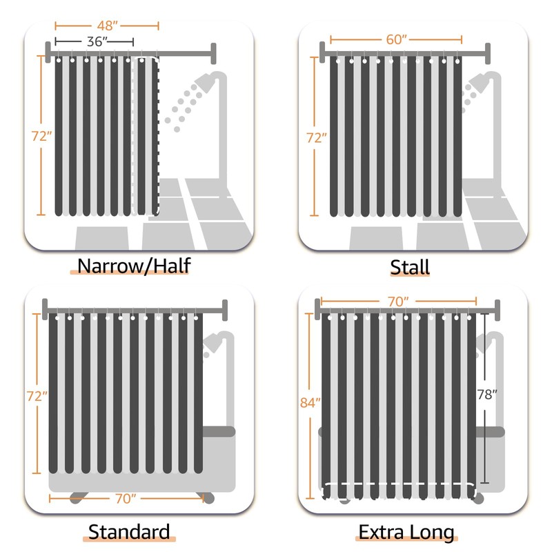 jinchan Hookless Shower Curtain Black and White Inky Herringbone Waterproof