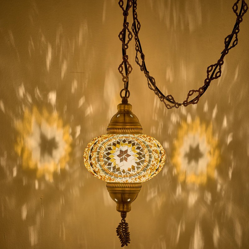 DEMMEX Plug-in Turkish Moroccan Mosaic Hanging Pendant Ceiling Light –