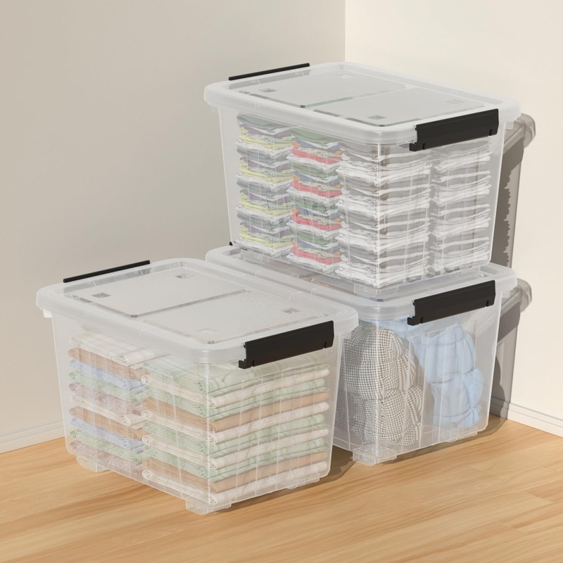 Uumitty 4-Pack 35 Quart Plastic Storage Bin with Secure Lid
