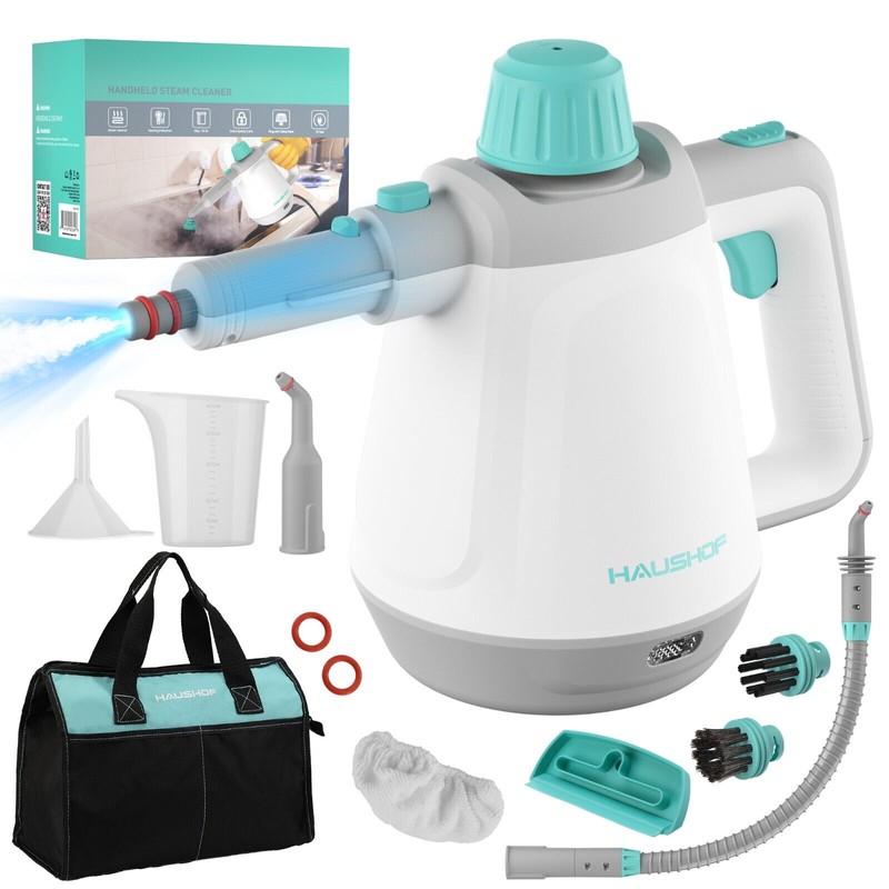 Steam HAUSHOF 1200W Handheld Steam Cleaner w/Tool Bag & Safety