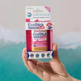 STREAM 2 SEA EcoStick SPF 35 Mineral Sunscreen Stick |Sweat and Water Resistant Sunblock, USDA Approved Biodegradable Paraben Free, Reef Safe Sunscreen Protection Against UVA UVB (EcoStick Wild Pink)