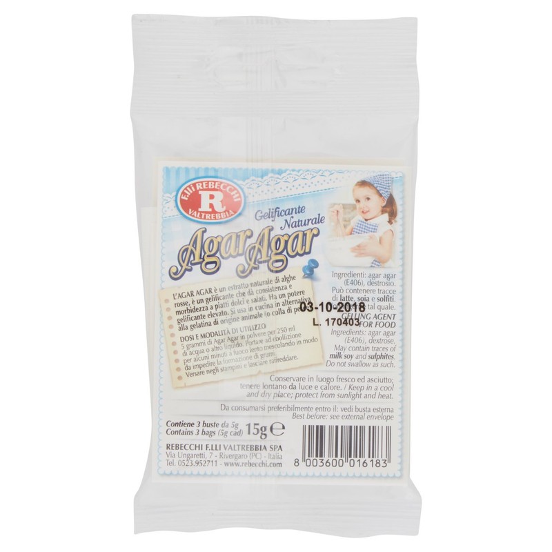 F.lli Rebecchi Valtrebbia Gelificante Naturale Agar Agar 3 x 5